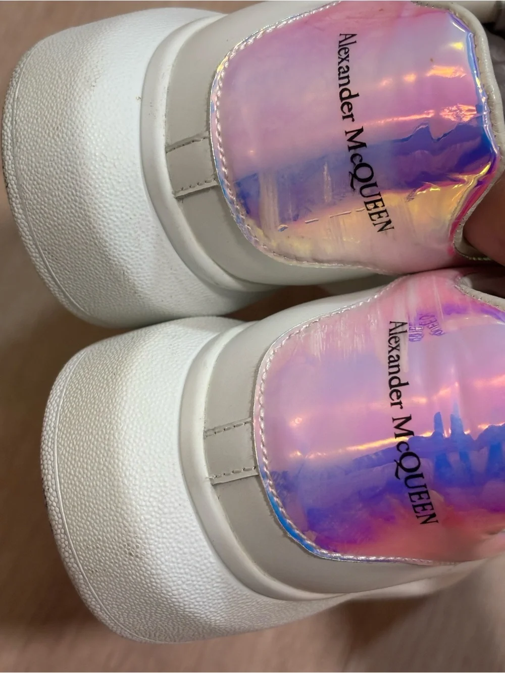 Alexander McQUEEN White Leather Platform Sneaker with Pink Accent size 37